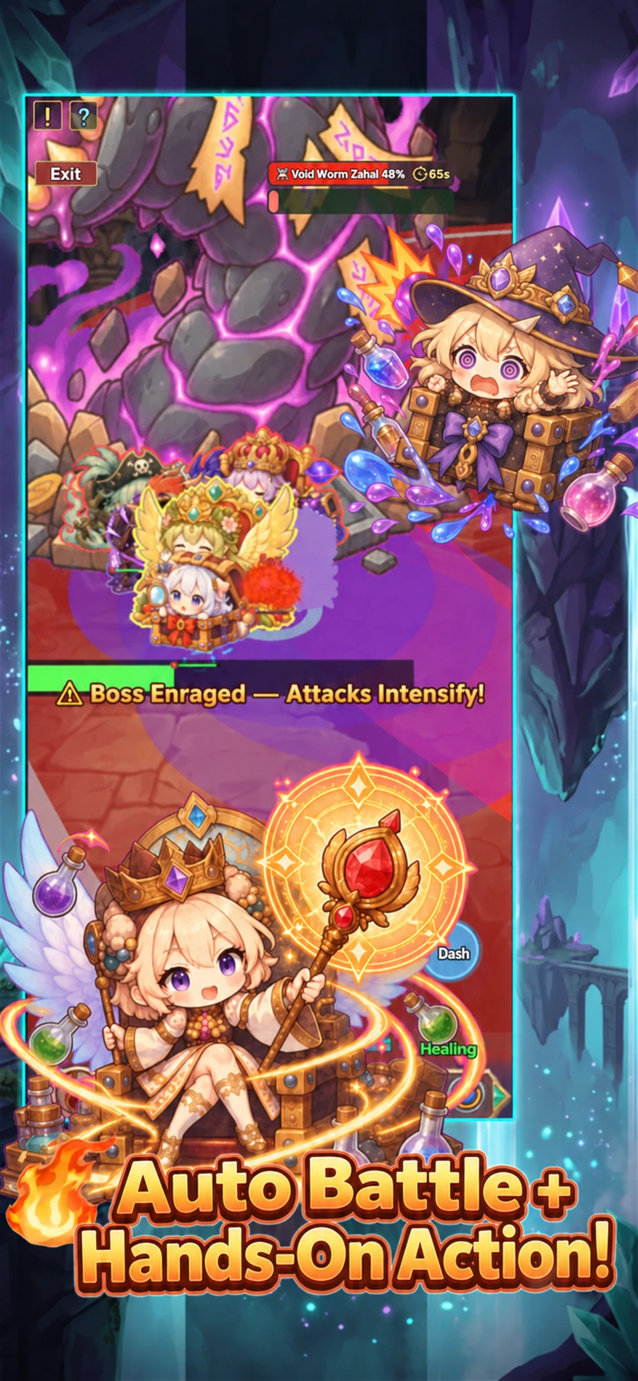 Auto battle and hands-on action